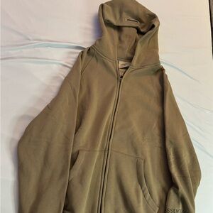 Fear of God Essentials Zip Up Hoodie Tan Size L